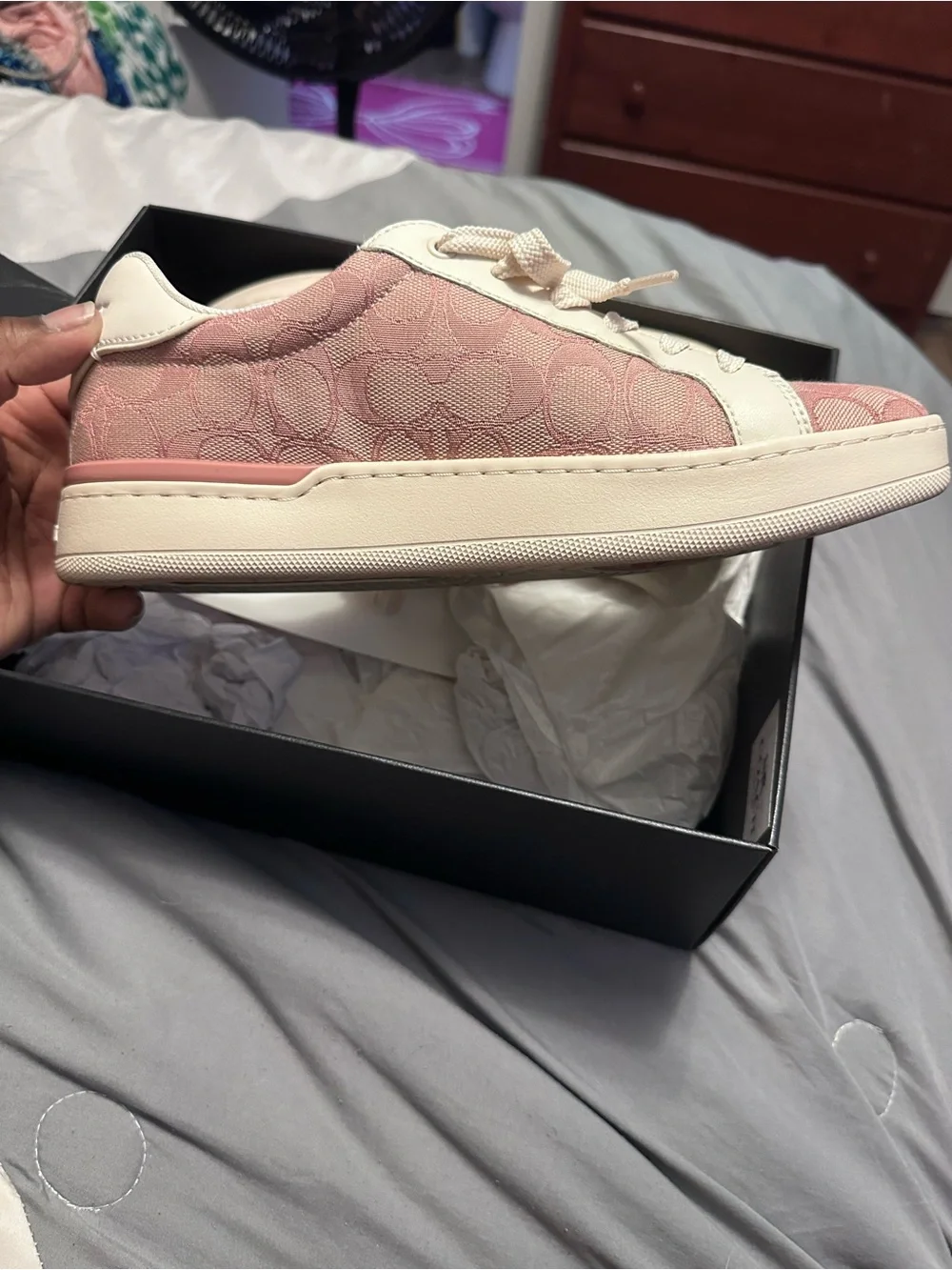 Coach Pink Logo-Pattern Sig Java Lowtop Sneaker